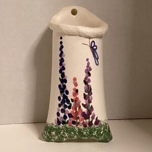 Peshawar Pond Pottery Maine Wall Pocket Vase Butterfly and Flowers Design